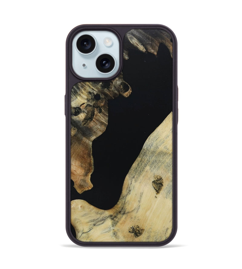 iPhone 15 Wood+Resin Phone Case - Alice (Pure Black, 667177)
