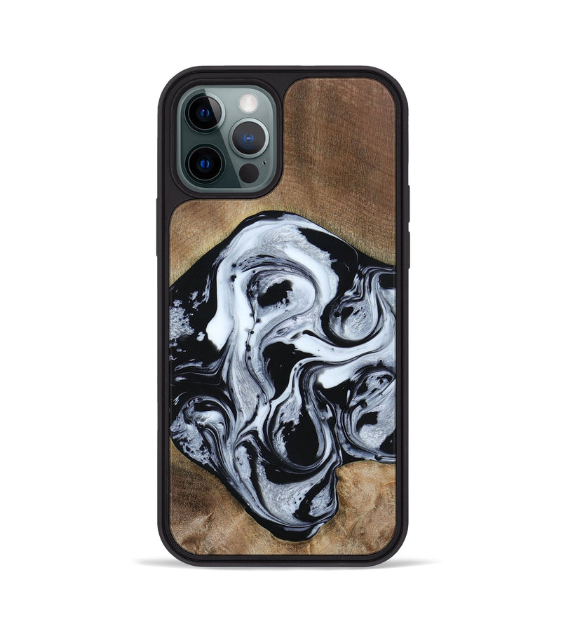iPhone 12 Pro Wood+Resin Phone Case - Jewel (Black & White, 667638)