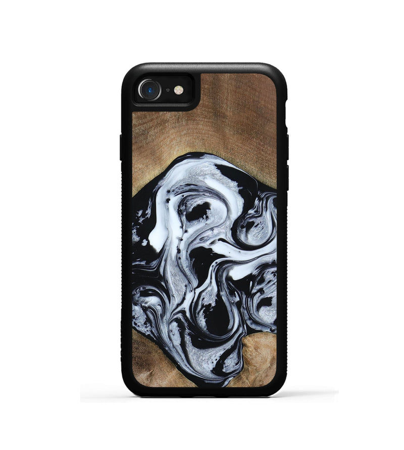 iPhone SE Wood+Resin Phone Case - Jewel (Black & White, 667638)
