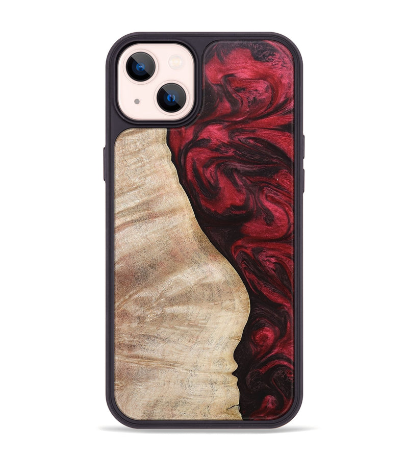 iPhone 14 Plus Wood+Resin Phone Case - Melvin (Red, 669465)