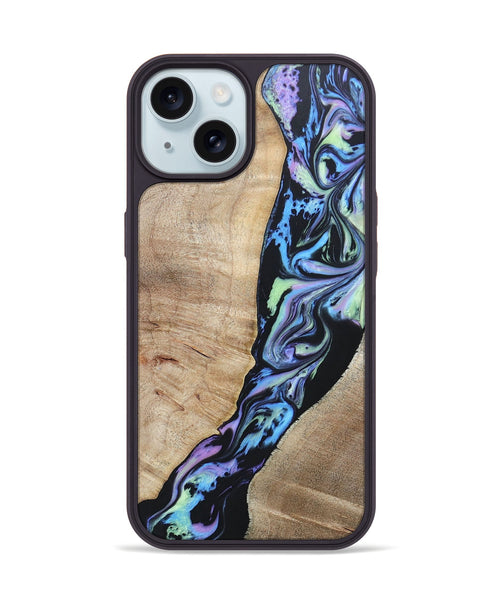 iPhone 15 Wood+Resin Phone Case - Emilia (Aurora, 673654)