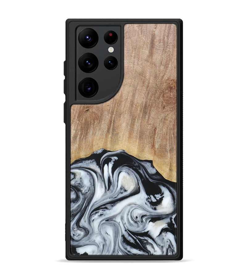 Galaxy S22 Ultra Wood+Resin Phone Case - Bette (Black & White, 676346)