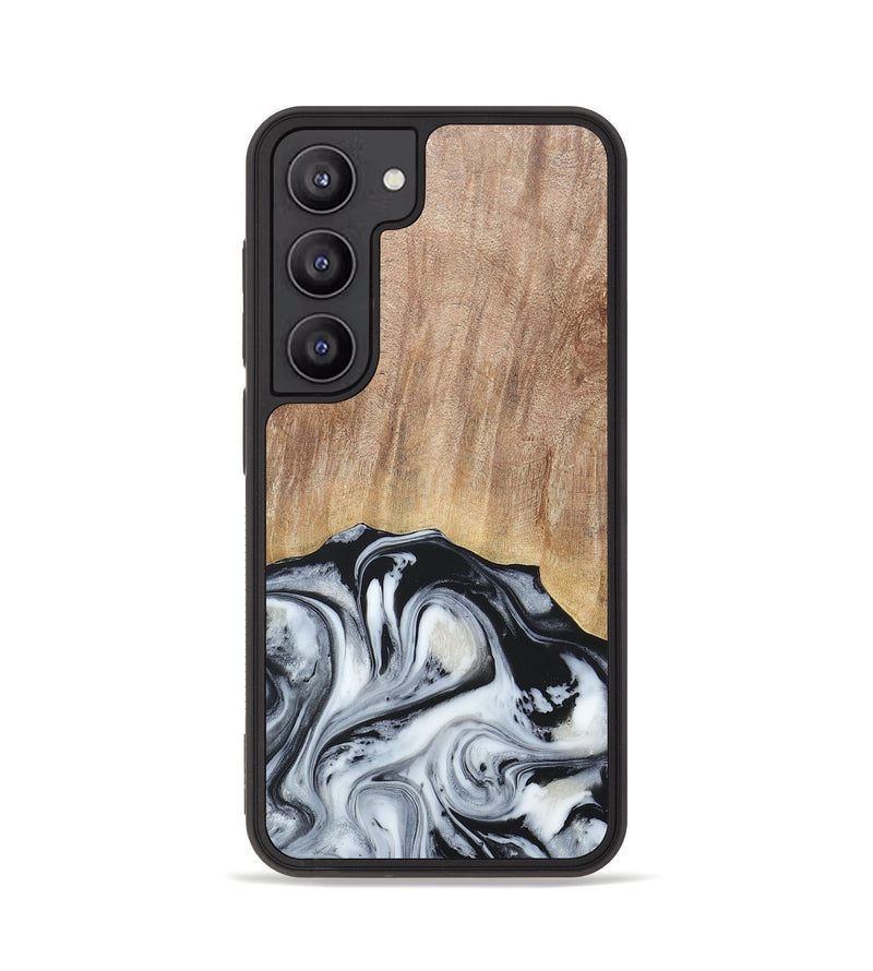 Galaxy S23 Wood+Resin Phone Case - Bette (Black & White, 676346)