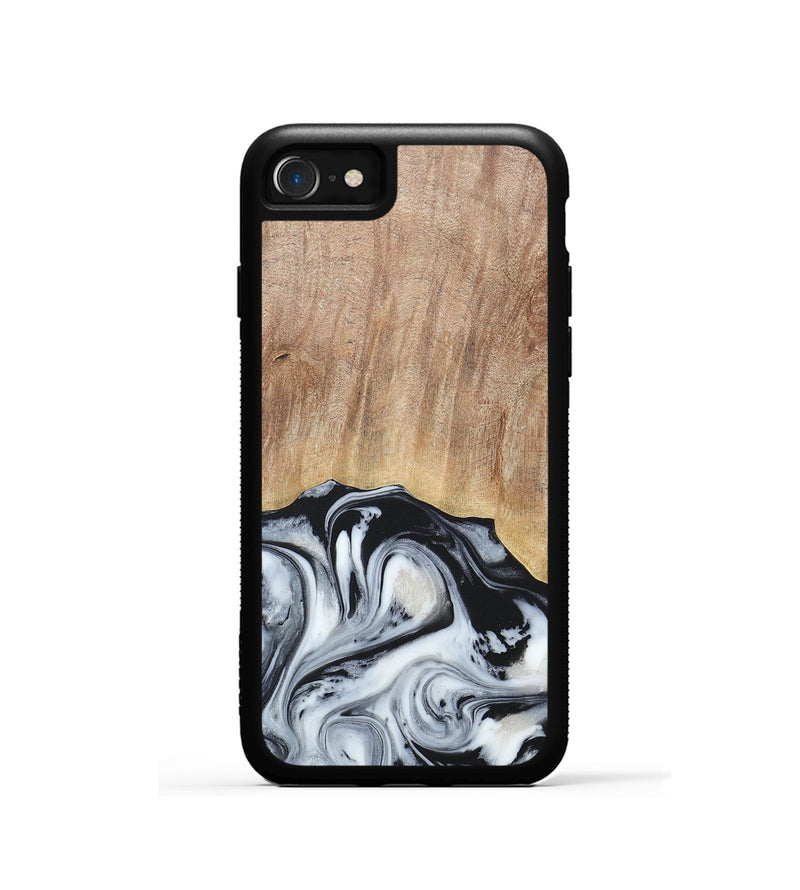 iPhone SE Wood+Resin Phone Case - Bette (Black & White, 676346)
