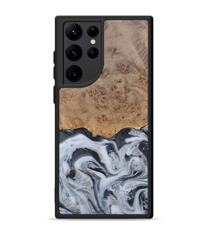 Galaxy S22 Ultra Wood+Resin Phone Case - Stuart (Black & White, 676348)