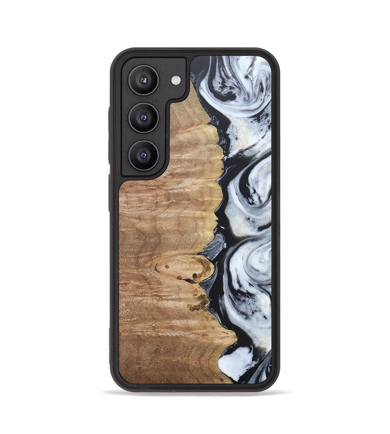 Galaxy S23 Wood+Resin Phone Case - Tyrese (Black & White, 676356)