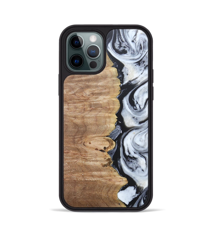 iPhone 12 Pro Wood+Resin Phone Case - Tyrese (Black & White, 676356)