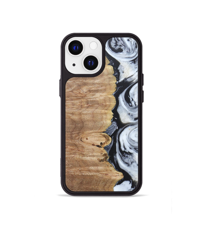 iPhone 13 mini Wood+Resin Phone Case - Tyrese (Black & White, 676356)