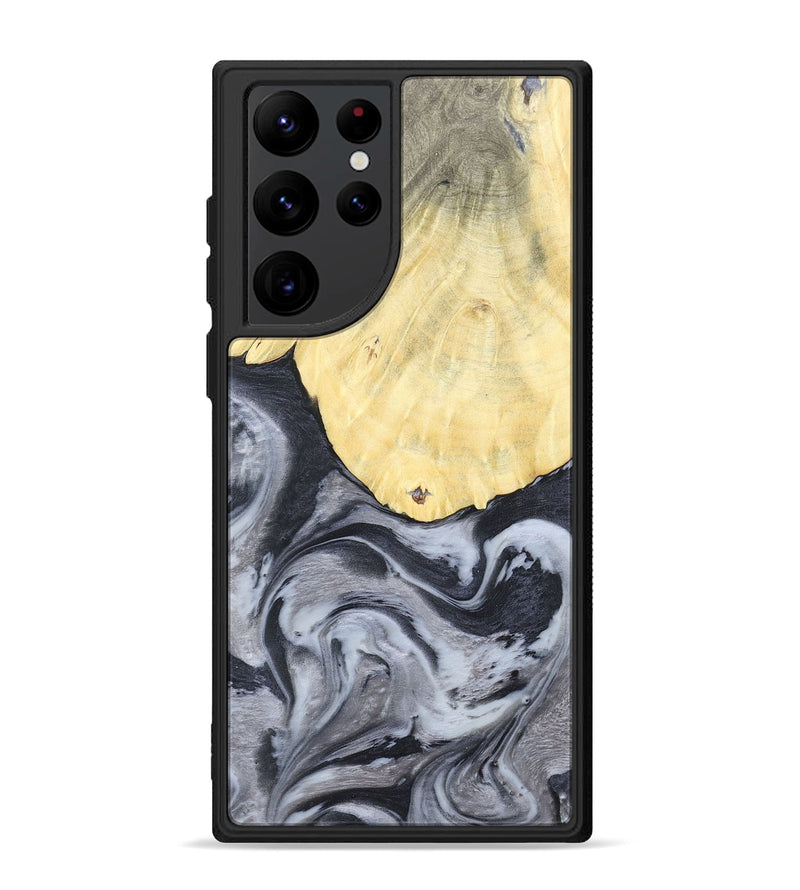Galaxy S22 Ultra Wood+Resin Phone Case - Kathi (Black & White, 676361)