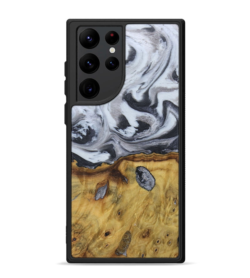 Galaxy S22 Ultra Wood+Resin Phone Case - Ruben (Black & White, 676365)