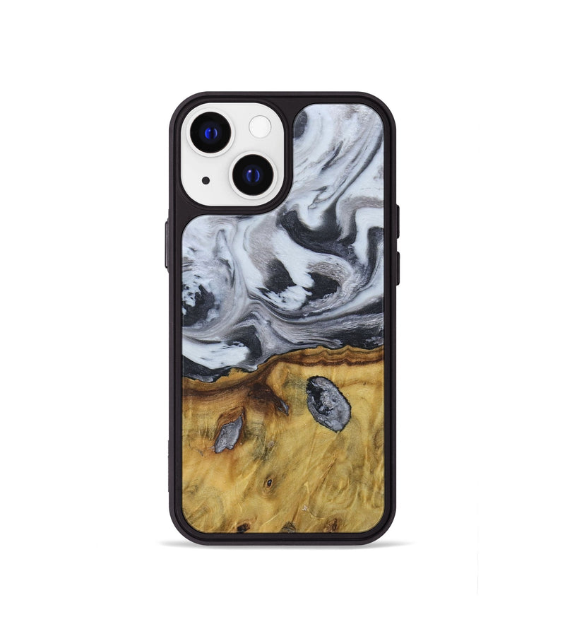 iPhone 13 mini Wood+Resin Phone Case - Ruben (Black & White, 676365)