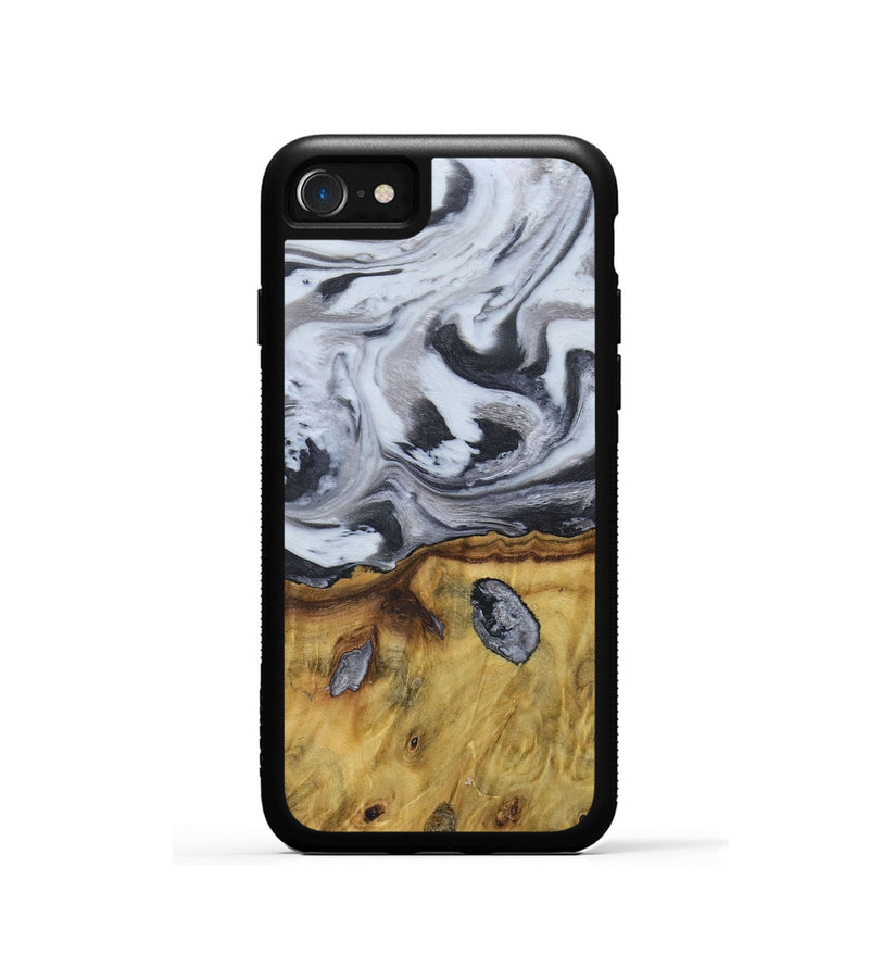 iPhone SE Wood+Resin Phone Case - Ruben (Black & White, 676365)
