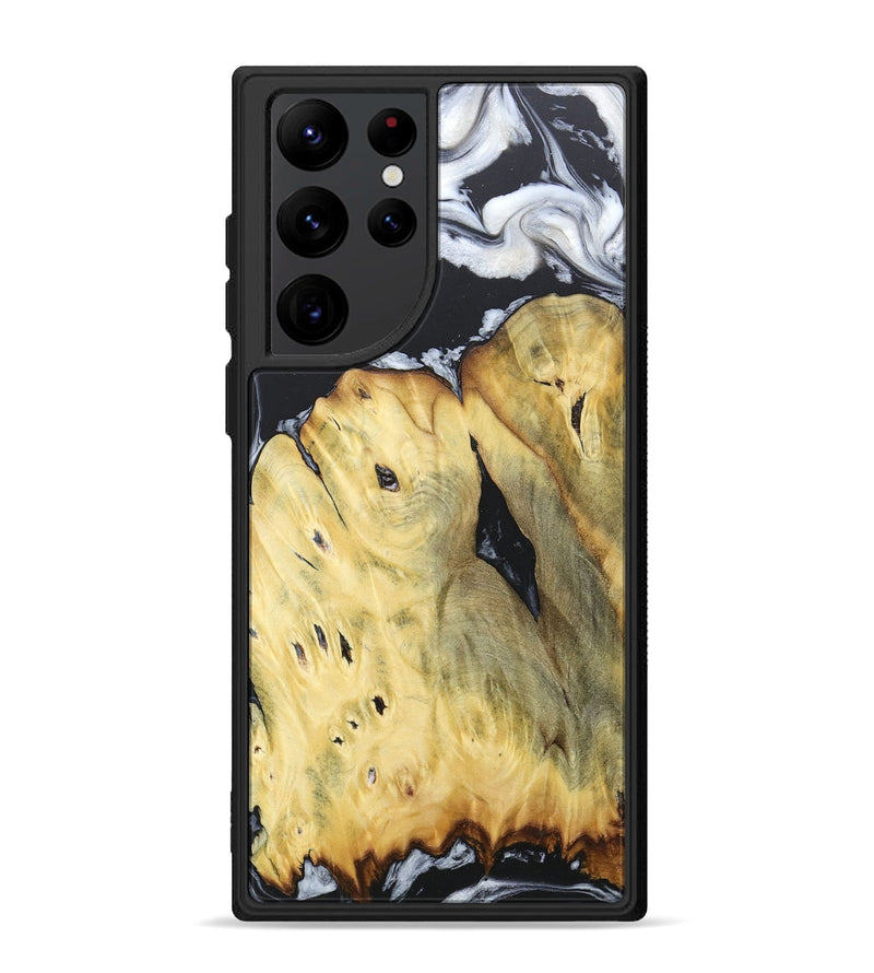 Galaxy S22 Ultra Wood+Resin Phone Case - Celeste (Black & White, 676375)