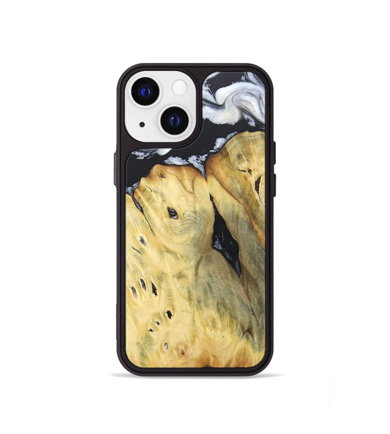iPhone 13 mini Wood+Resin Phone Case - Celeste (Black & White, 676375)
