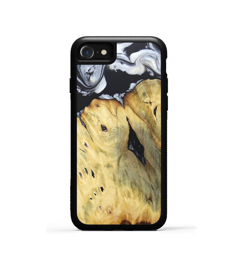 iPhone SE Wood+Resin Phone Case - Celeste (Black & White, 676375)