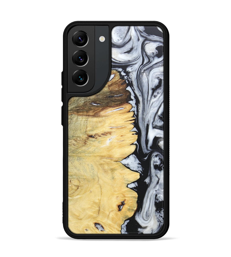 Galaxy S22 Plus Wood+Resin Phone Case - Alaina (Black & White, 676381)