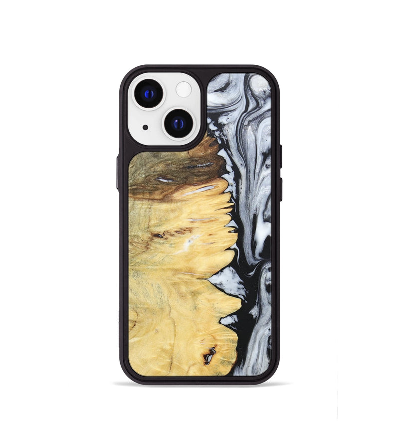 iPhone 13 mini Wood+Resin Phone Case - Alaina (Black & White, 676381)