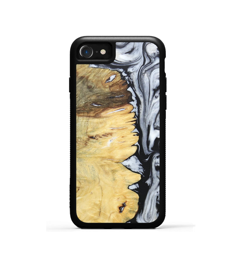 iPhone SE Wood+Resin Phone Case - Alaina (Black & White, 676381)