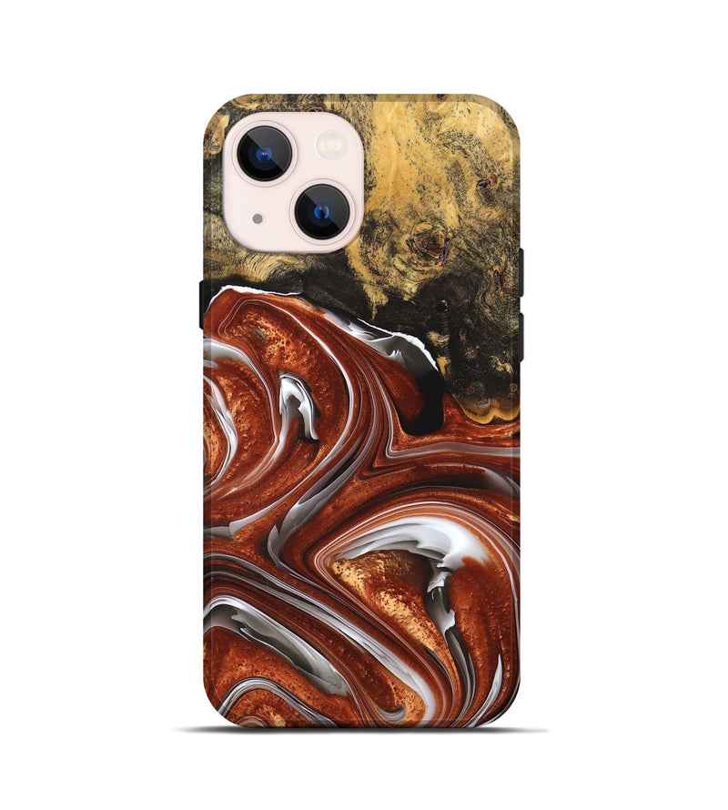 iPhone 13 mini Wood+Resin Live Edge Phone Case - Jayden (Black & White, 676835)