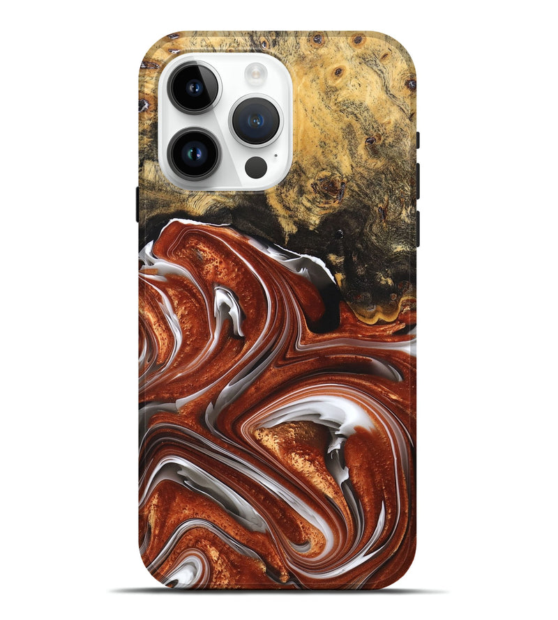 iPhone 15 Pro Max Wood+Resin Live Edge Phone Case - Jayden (Black & White, 676835)