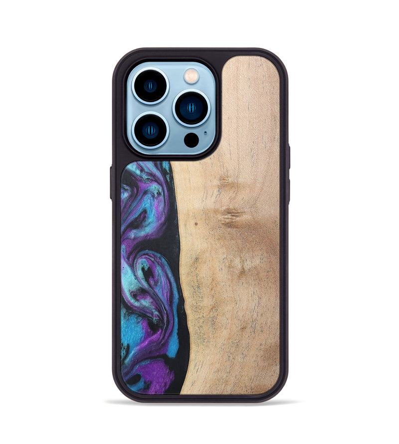 iPhone 14 Pro Wood+Resin Phone Case - Caiden (Purple, 677157)