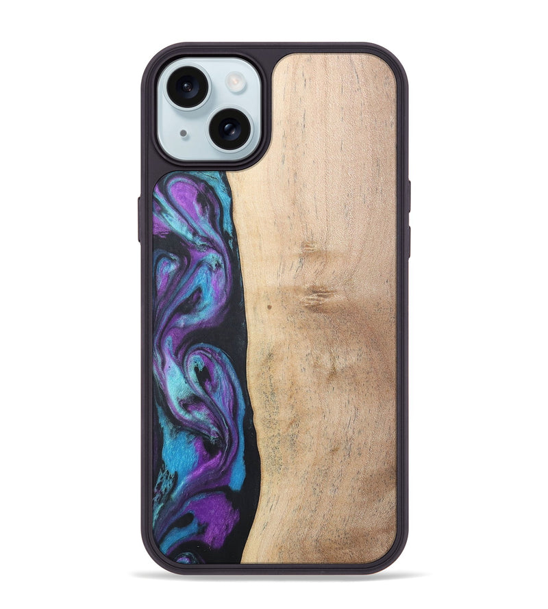 iPhone 15 Plus Wood+Resin Phone Case - Caiden (Purple, 677157)