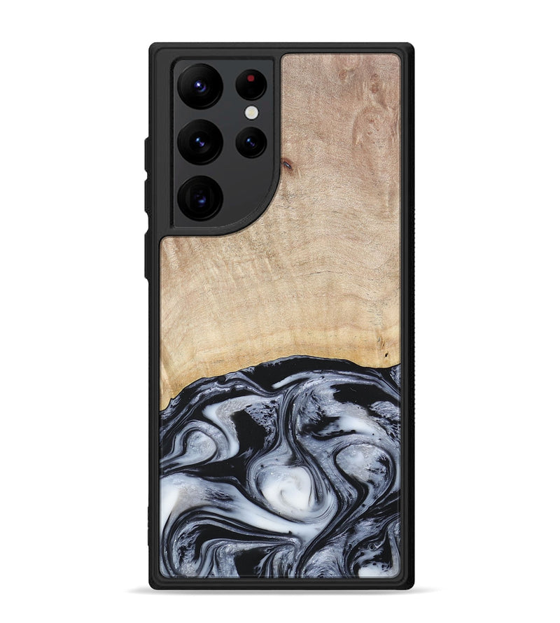 Galaxy S22 Ultra Wood+Resin Phone Case - Bryanna (Black & White, 677197)