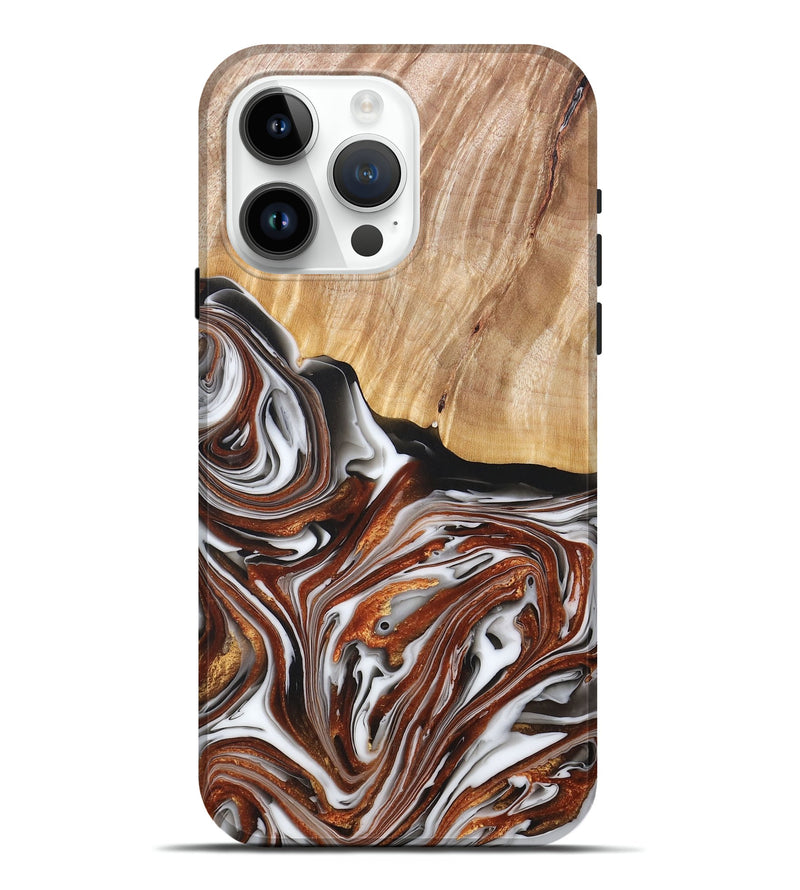 iPhone 15 Pro Max Wood+Resin Live Edge Phone Case - Clark (Black & White, 677528)