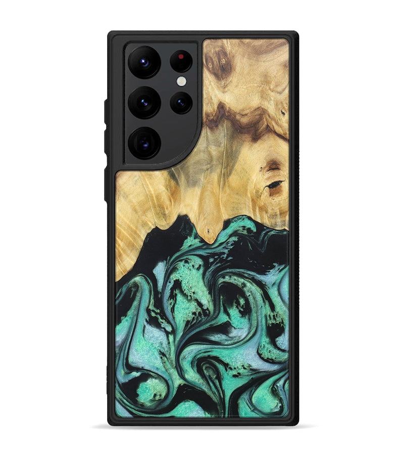 Galaxy S22 Ultra Wood+Resin Phone Case - Cassandra (Green, 677642)