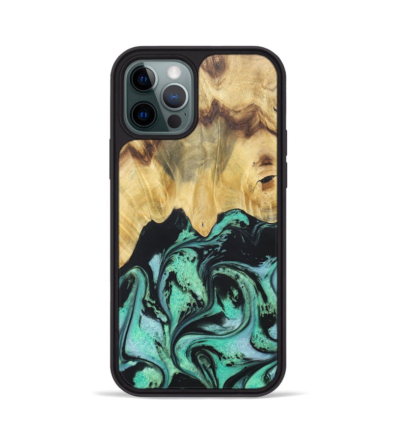 iPhone 12 Pro Wood+Resin Phone Case - Cassandra (Green, 677642)