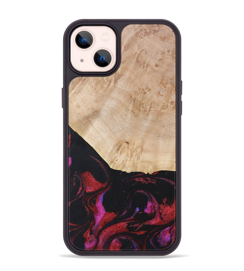 iPhone 14 Plus Wood+Resin Phone Case - Robert (Red, 677727)