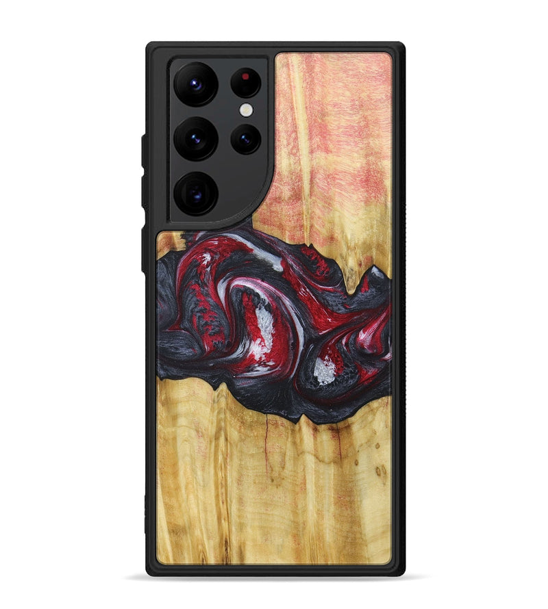 Galaxy S22 Ultra Wood+Resin Phone Case - Eileen (Red, 677746)