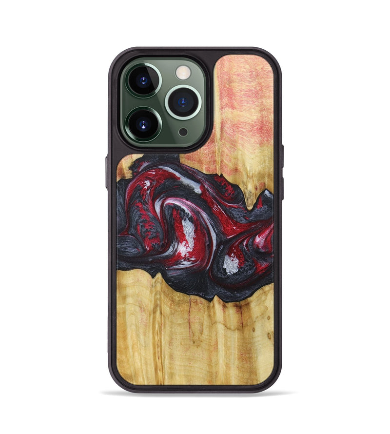 iPhone 13 Pro Wood+Resin Phone Case - Eileen (Red, 677746)