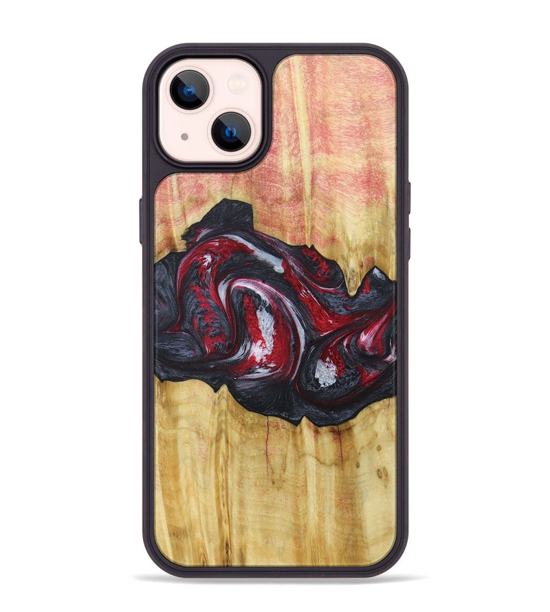iPhone 14 Plus Wood+Resin Phone Case - Eileen (Red, 677746)