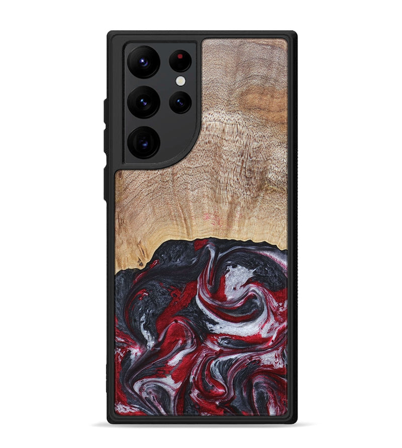 Galaxy S22 Ultra Wood+Resin Phone Case - Lauren (Red, 677755)