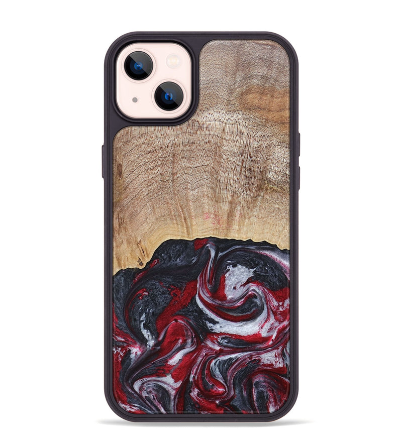 iPhone 14 Plus Wood+Resin Phone Case - Lauren (Red, 677755)