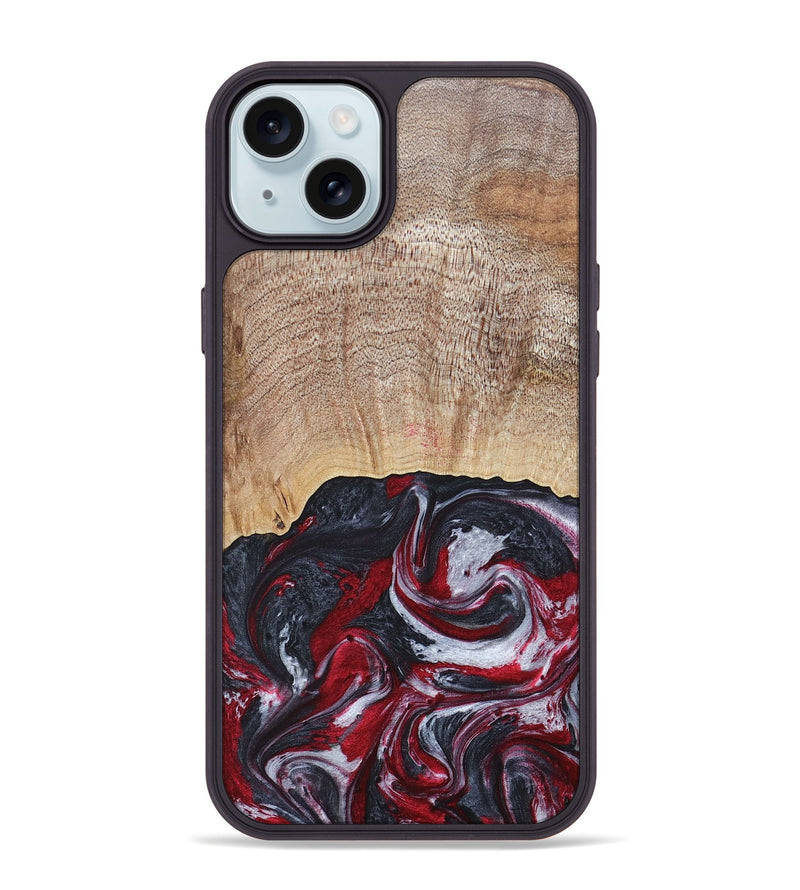 iPhone 15 Plus Wood+Resin Phone Case - Lauren (Red, 677755)