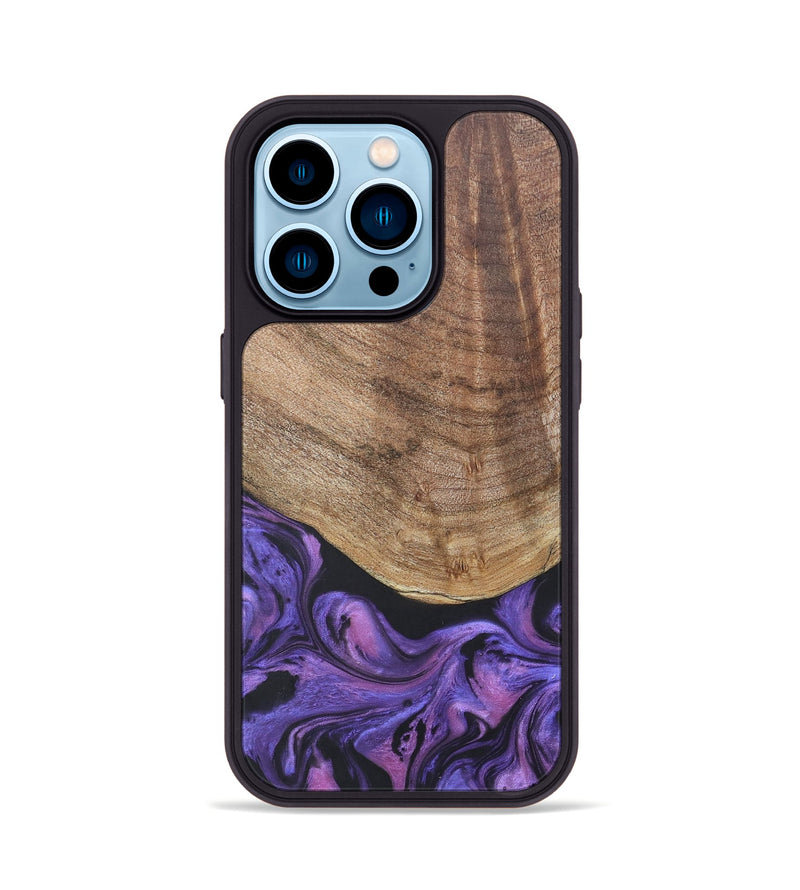 iPhone 14 Pro Wood+Resin Phone Case - Savannah (Purple, 677952)