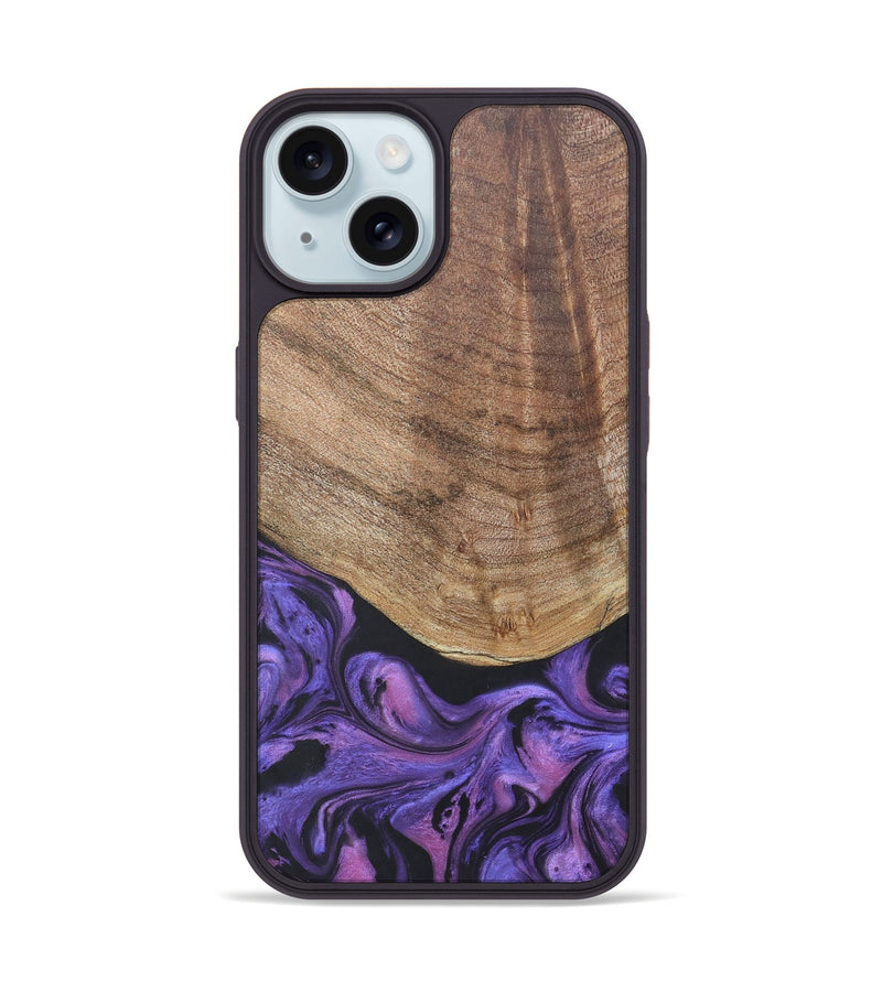 iPhone 15 Wood+Resin Phone Case - Savannah (Purple, 677952)