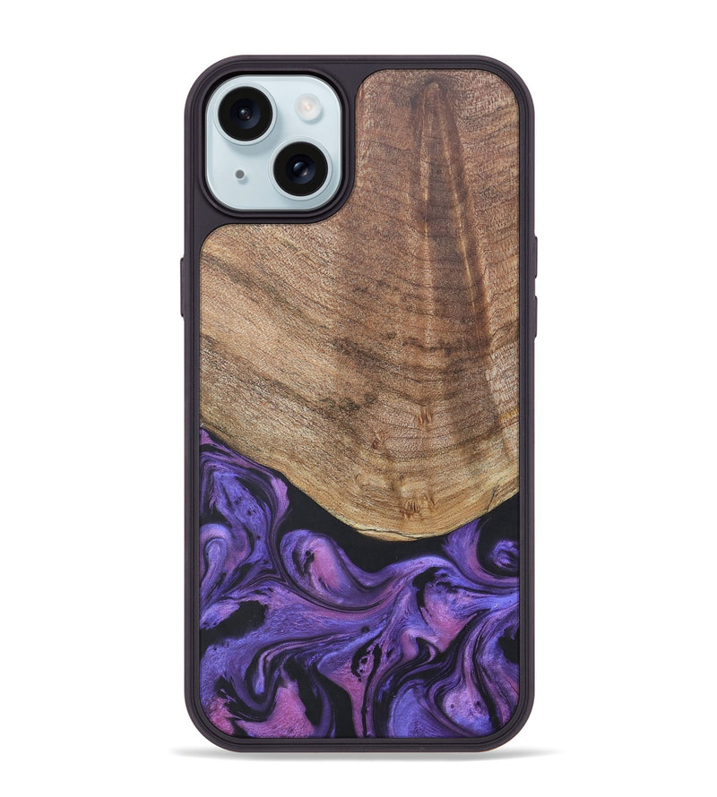 iPhone 15 Plus Wood+Resin Phone Case - Savannah (Purple, 677952)