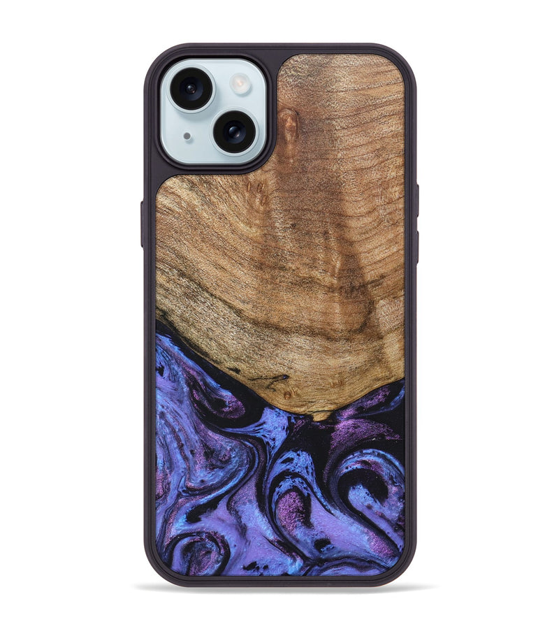 iPhone 15 Plus Wood+Resin Phone Case - Collins (Purple, 678411)