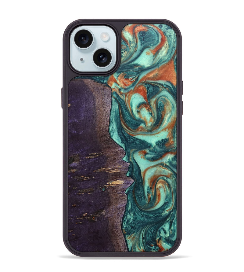 iPhone 15 Plus Wood+Resin Phone Case - Isla (Green, 678493)