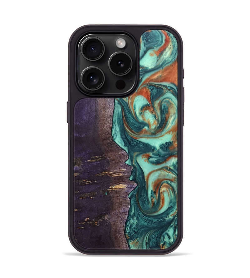 iPhone 15 Pro Wood+Resin Phone Case - Isla (Green, 678493)