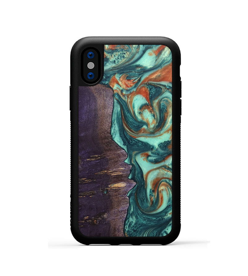 iPhone Xs Wood+Resin Phone Case - Isla (Green, 678493)