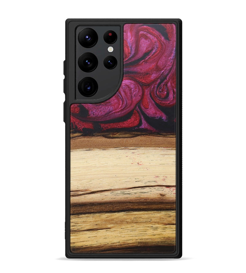 Galaxy S22 Ultra Wood+Resin Phone Case - Claude (Red, 679494)