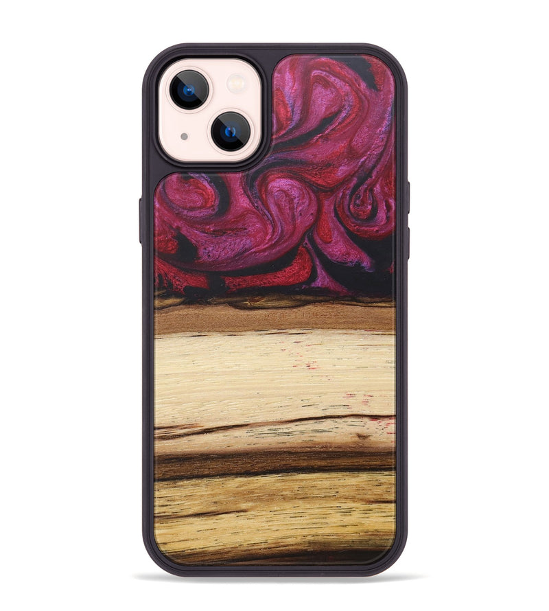 iPhone 14 Plus Wood+Resin Phone Case - Claude (Red, 679494)