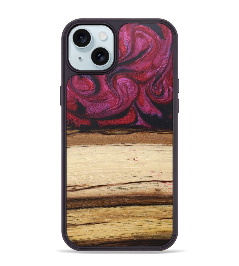 iPhone 15 Plus Wood+Resin Phone Case - Claude (Red, 679494)