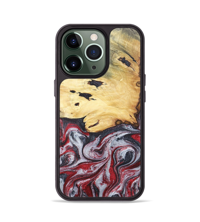iPhone 13 Pro Wood+Resin Phone Case - Cathleen (Red, 680624)