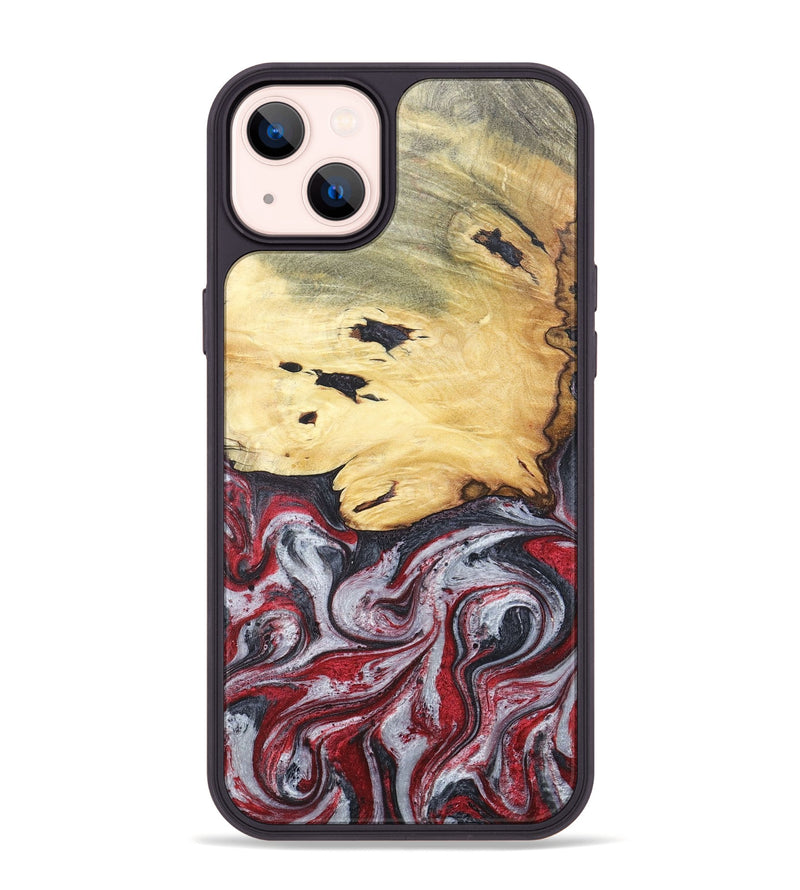 iPhone 14 Plus Wood+Resin Phone Case - Cathleen (Red, 680624)