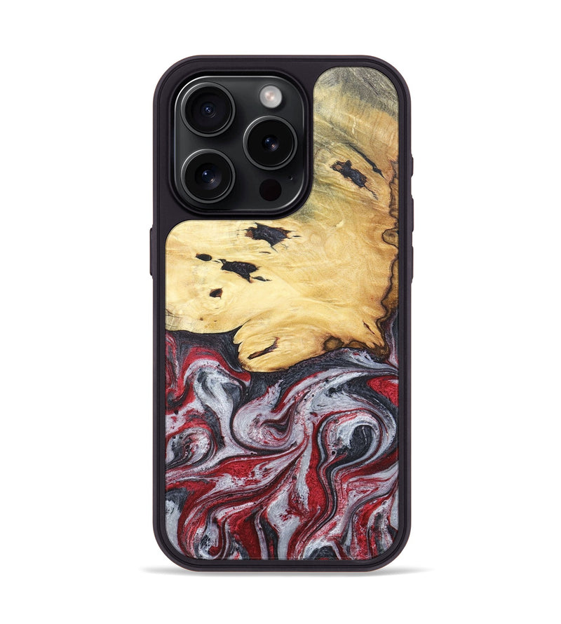 iPhone 15 Pro Wood+Resin Phone Case - Cathleen (Red, 680624)